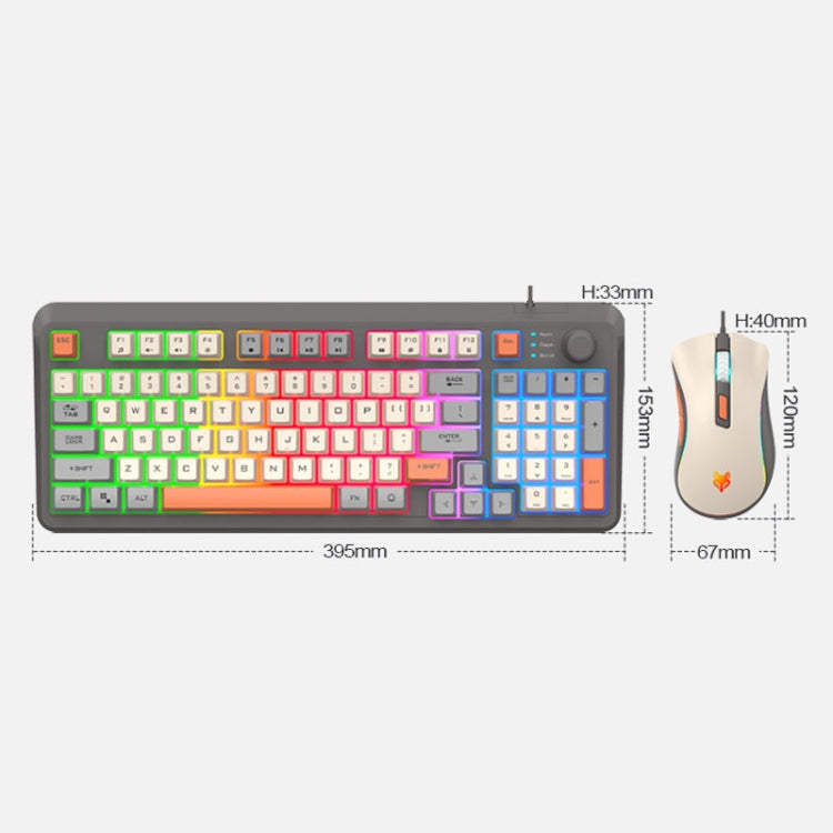 XUNSVFOX K820 Set tastiera e mouse da gioco cablato con sensazione meccanica a 94 tasti