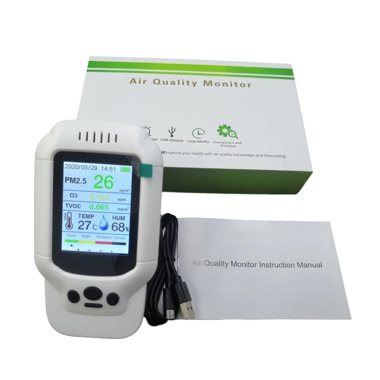 Rilevatore di qualità dell'aria 8 in 1 PM2.5/PM1.0/PM10/HCHO/TVOC/O3/monitor temperatura/umidità, DM502-O3