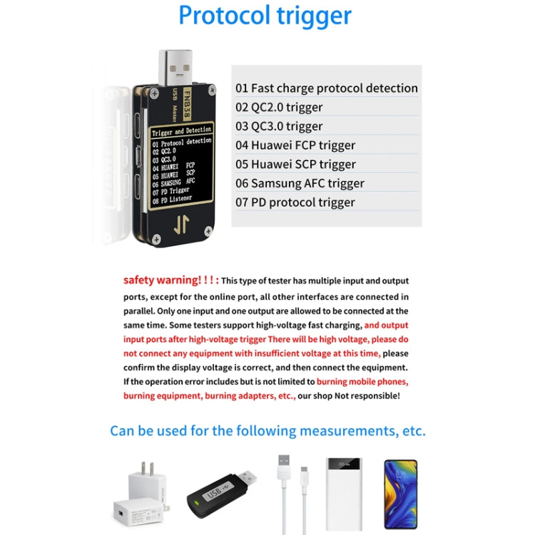 FNIRSI FNB38 Tester di protocollo di ricarica rapida con capacità del misuratore di tensione e corrente USB, FNB38