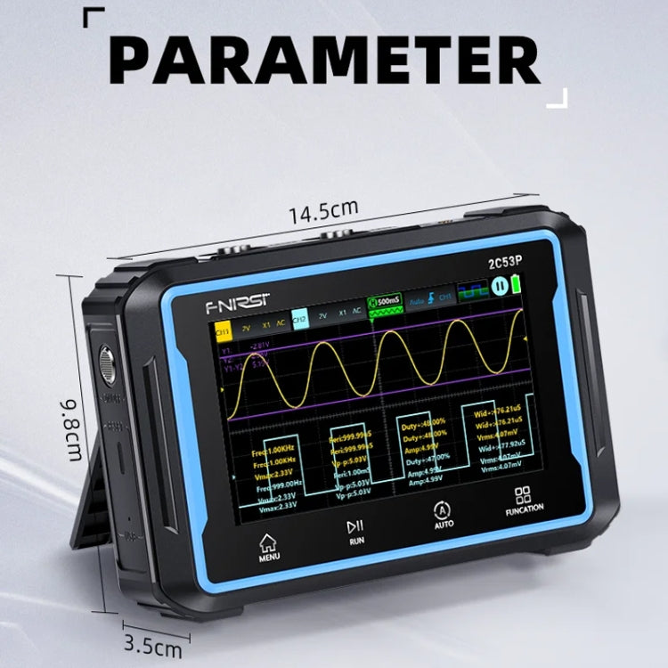 FNIRSI 2C53P Generatore di segnali multimetro per oscilloscopio digitale a schermo piatto a doppio canale 3 in 1, 2C53P