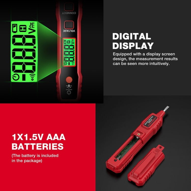 Penna di prova ad alta sensibilità con display digitale LCD, allarme luminoso, suono, HT89A