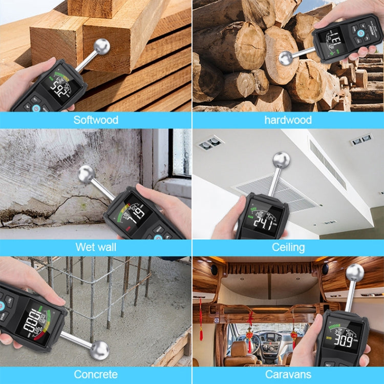 MESTEK WM700B Rilevatore di umidità del legno senza contatto con funzione di allarme schermo LCD