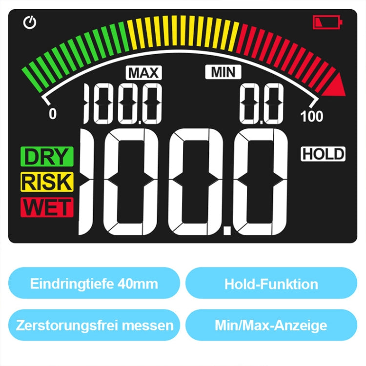 MESTEK WM700B Rilevatore di umidità del legno senza contatto con funzione di allarme schermo LCD
