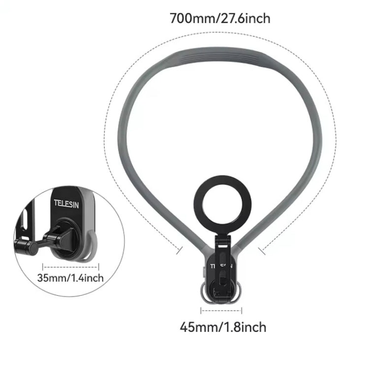 TELESIN MNM-002 Magsafe Supporto magnetico per cellulare con ventosa, supporto per collo POV con angolo di visione pigro