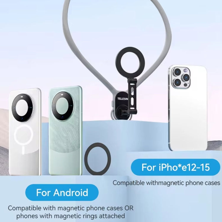 TELESIN MNM-002 Magsafe Supporto magnetico per cellulare con ventosa, supporto per collo POV con angolo di visione pigro