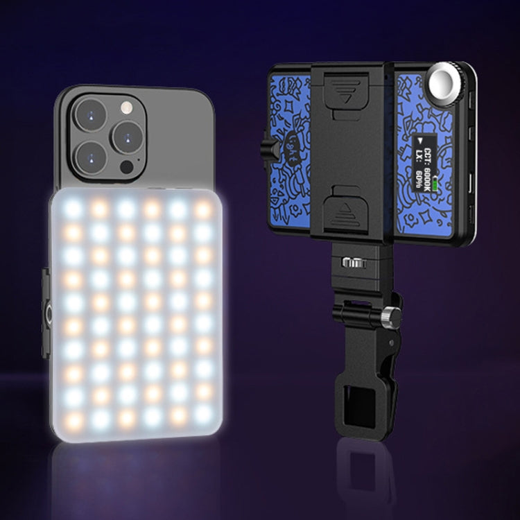 Luce di riempimento a clip ricaricabile da 60 LED con clip anteriore e posteriore regolata in 3 modalità di luce per il telefono, A Type Blue, B Type Blue, A Type White, B Type White