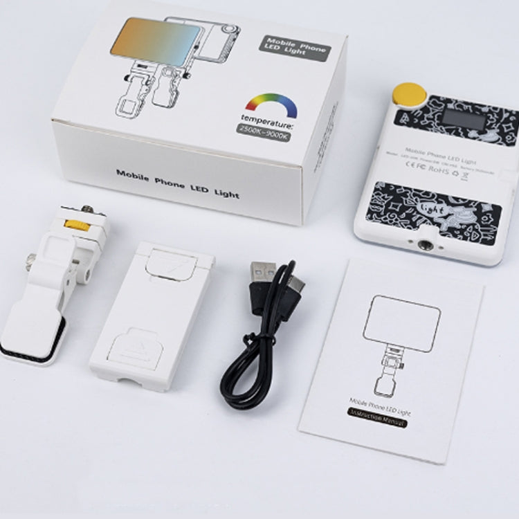 Luce di riempimento a clip ricaricabile da 60 LED con clip anteriore e posteriore regolata in 3 modalità di luce per il telefono, A Type Blue, B Type Blue, A Type White, B Type White