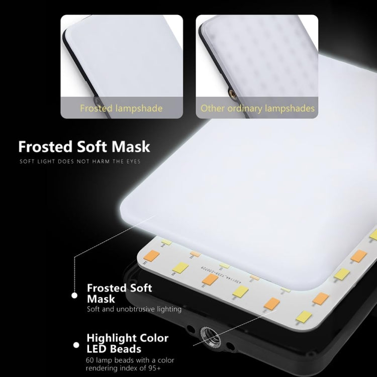 Luce di riempimento a clip ricaricabile da 60 LED con clip anteriore e posteriore regolata in 3 modalità di luce per il telefono, A Type Blue, B Type Blue, A Type White, B Type White