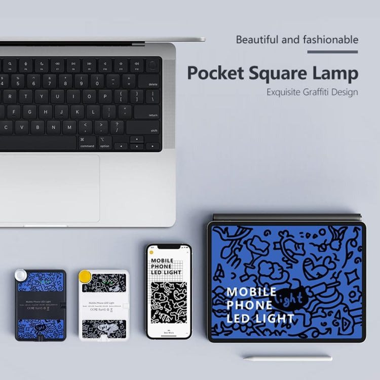 Luce di riempimento a clip ricaricabile da 60 LED con clip anteriore e posteriore regolata in 3 modalità di luce per il telefono, A Type Blue, B Type Blue, A Type White, B Type White