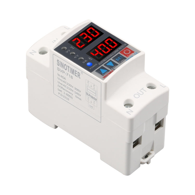 Protezione intelligente da sovratensione e sottotensione auto-ripristinante regolabile 220 V CA, SINOTIMER SVP-718 40A, SINOTIMER SVP-718 63A