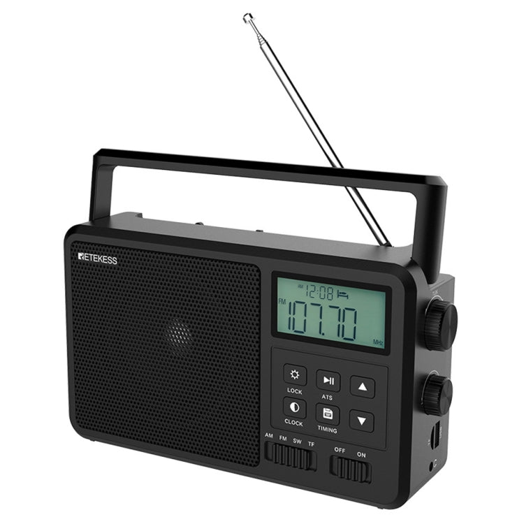 Retekess TR638 LCD Digital Display Full-Band Bluetooth FM Radio Supporto Antenna Esterna, TR638 (US Plug), TR638 (EU Plug)