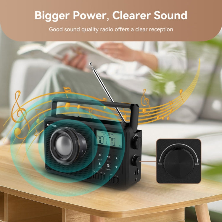 Retekess TR638 LCD Digital Display Full-Band Bluetooth FM Radio Supporto Antenna Esterna, TR638 (US Plug), TR638 (EU Plug)