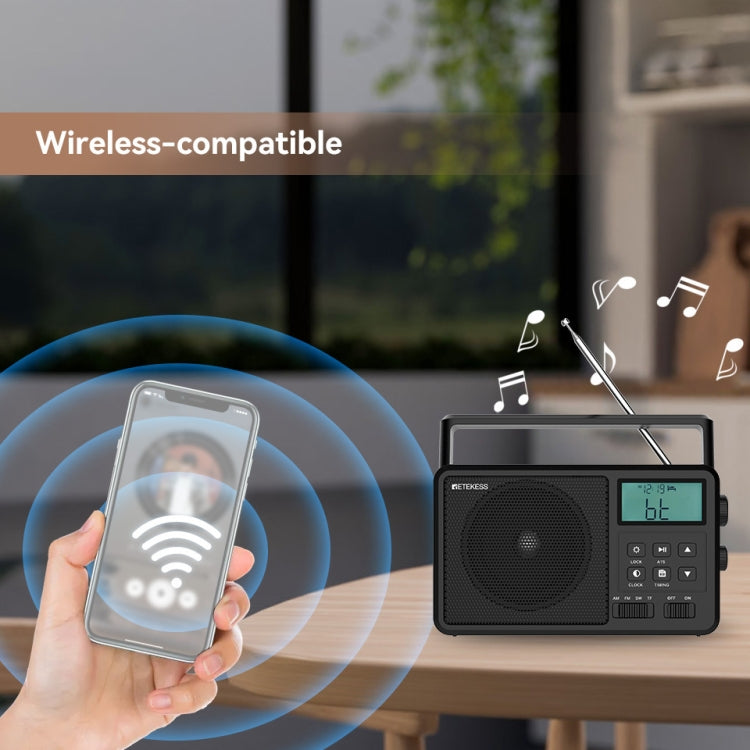 Retekess TR638 LCD Digital Display Full-Band Bluetooth FM Radio Supporto Antenna Esterna, TR638 (US Plug), TR638 (EU Plug)