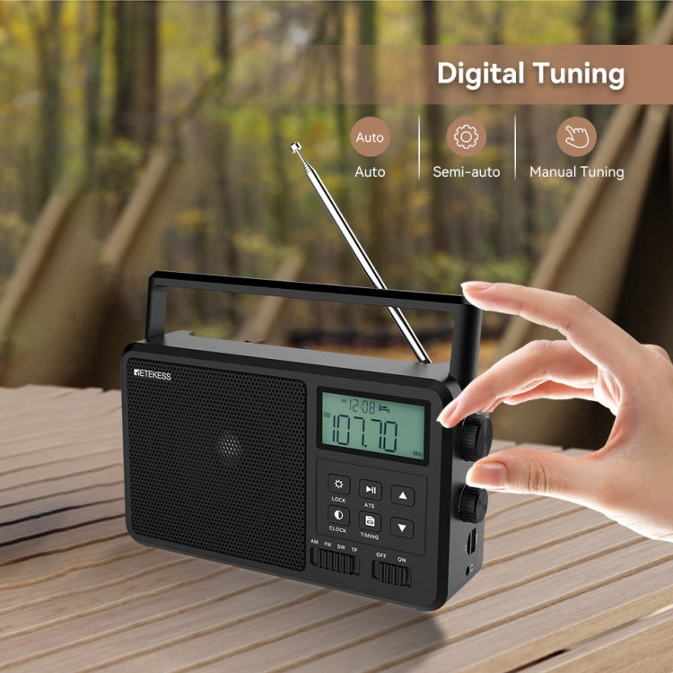 Retekess TR638 LCD Digital Display Full-Band Bluetooth FM Radio Supporto Antenna Esterna, TR638 (US Plug), TR638 (EU Plug)
