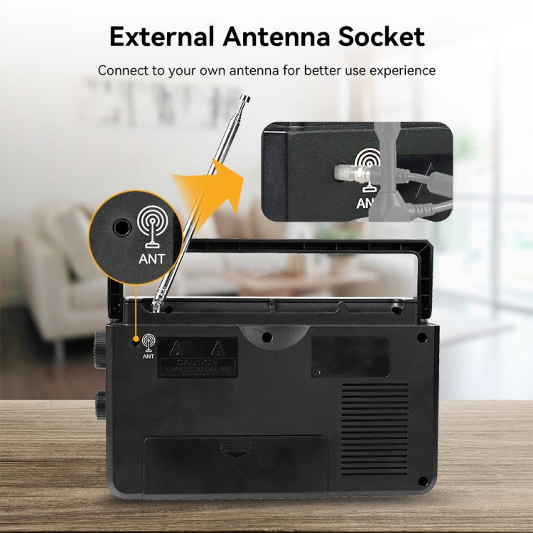 Retekess TR638 LCD Digital Display Full-Band Bluetooth FM Radio Supporto Antenna Esterna, TR638 (US Plug), TR638 (EU Plug)