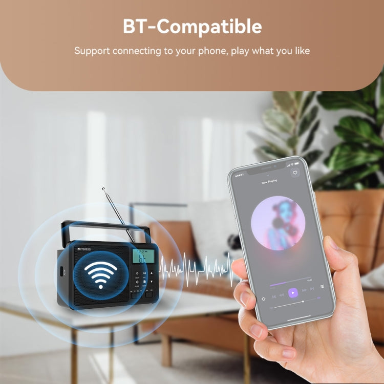 Retekess TR638 LCD Digital Display Full-Band Bluetooth FM Radio Supporto Antenna Esterna, TR638 (US Plug), TR638 (EU Plug)