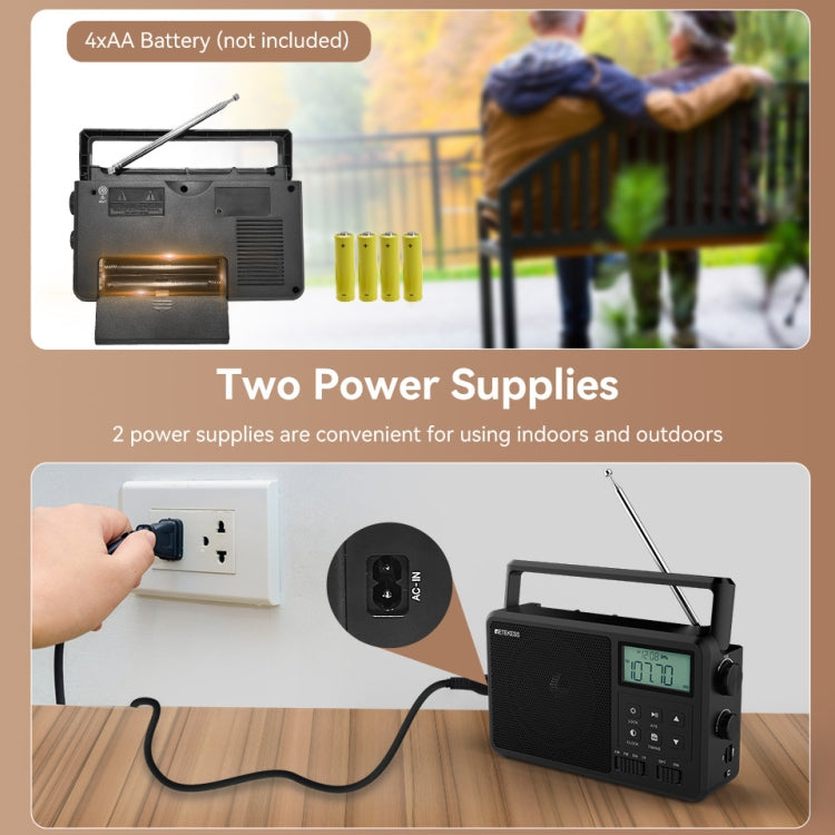 Retekess TR638 LCD Digital Display Full-Band Bluetooth FM Radio Supporto Antenna Esterna, TR638 (US Plug), TR638 (EU Plug)