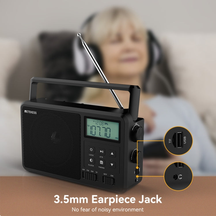 Retekess TR638 LCD Digital Display Full-Band Bluetooth FM Radio Supporto Antenna Esterna, TR638 (US Plug), TR638 (EU Plug)