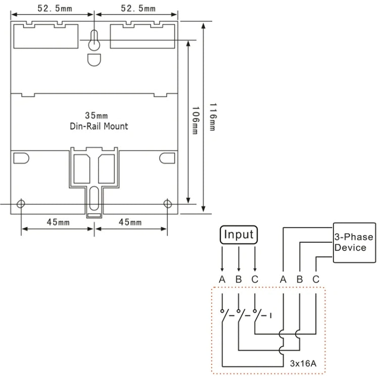 SINOTIMER TM613 380V 16A Interruttore orario programmabile trifase con retroilluminazione, TM613