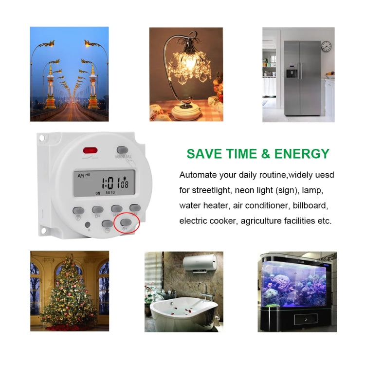 Timer digitale LCD a intervalli di 1 secondo, relè programmabile per 7 giorni alla settimana, SINOTIMER CN101S-110V, SINOTIMER CN101S-2 220V, SINOTIMER CN101S-3 24V, SINOTIMER CN101S-4 12V, SINOTIMER CN101S-5V