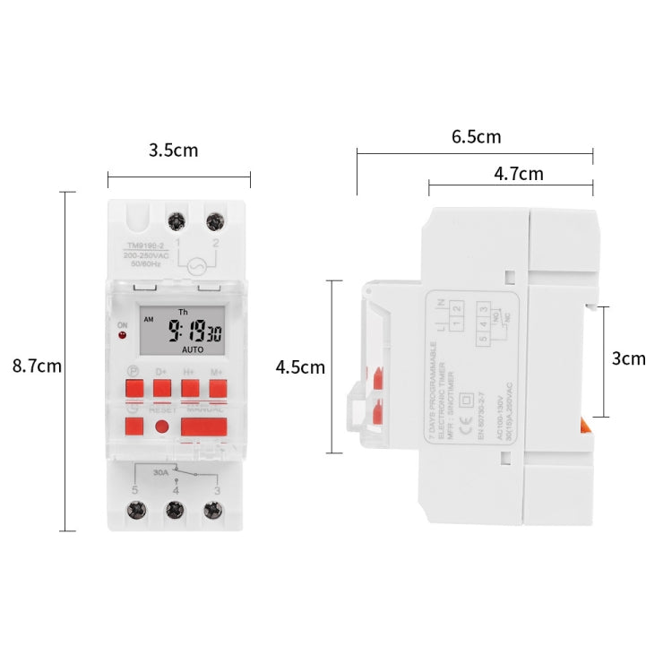Interruttore timer digitale programmabile da 30 A. Controller di temporizzazione del ciclo automatico, SINOTIMER TM919B-1 110V, SINOTIMER TM919B-2 220V, SINOTIMER TM919B-3 24V, SINOTIMER TM919B-4 12V, SINOTIMER TM919B-5V, SINOTIMER TM919BK 85-265V AC