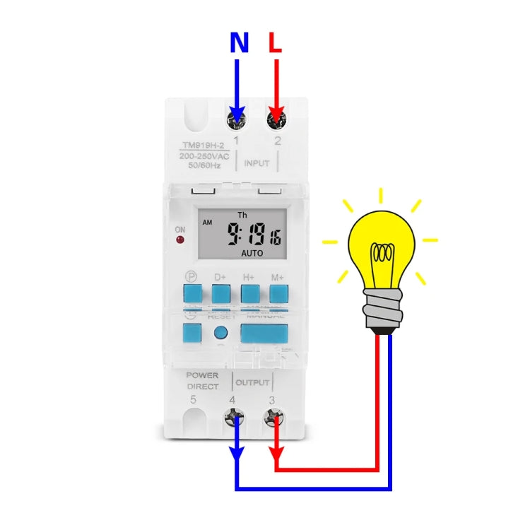 Controller di temporizzazione ciclo automatico con uscita in tensione su guida DIN 16A a 4 pin, SINOTIMER TM919H-1 110V, SINOTIMER TM919H-2 220V, SINOTIMER TM919H-3 24V, SINOTIMER TM919H-4 12V, SINOTIMER TM919H-5V, SINOTIMER TM919HK 85-265V AC