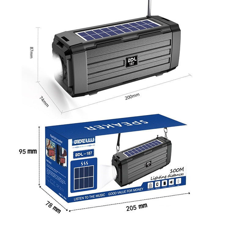 BDL-187 LED Light Solar Wireless Bluetooth Speaker Portatile da Campeggio all'Aperto Radio FM
