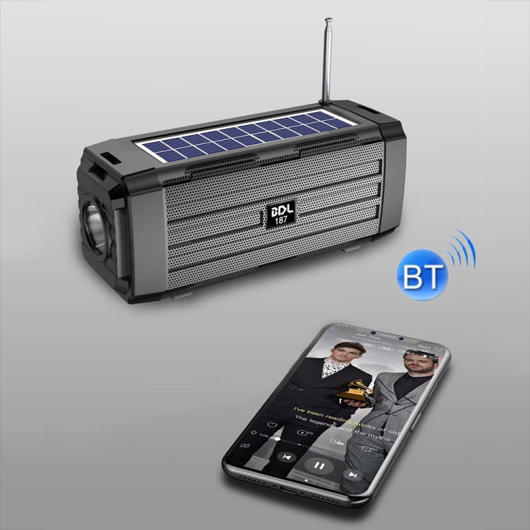 BDL-187 LED Light Solar Wireless Bluetooth Speaker Portatile da Campeggio all'Aperto Radio FM