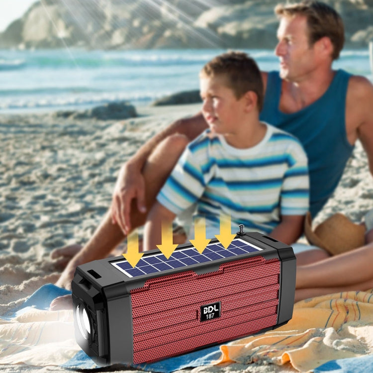 BDL-187 LED Light Solar Wireless Bluetooth Speaker Portatile da Campeggio all'Aperto Radio FM