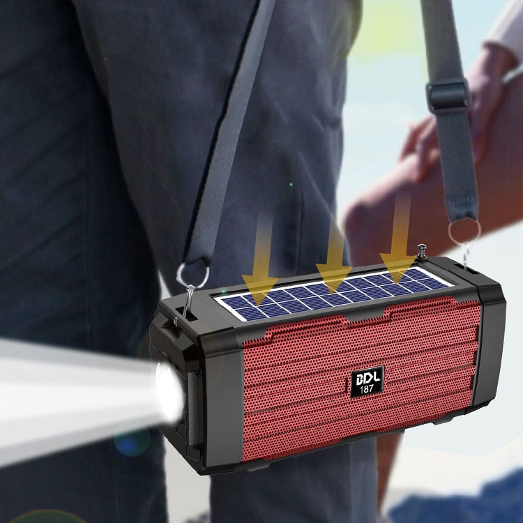 BDL-187 LED Light Solar Wireless Bluetooth Speaker Portatile da Campeggio all'Aperto Radio FM