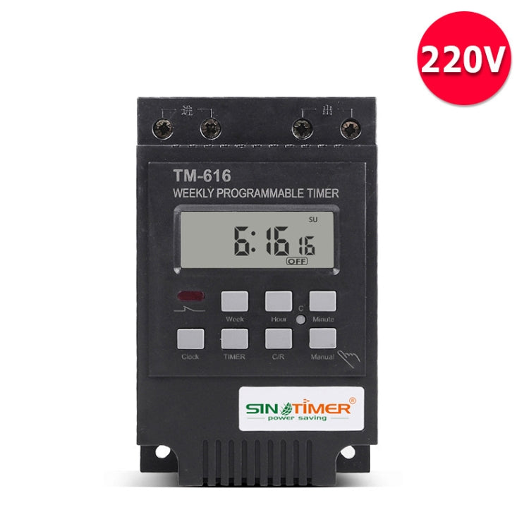 Relè di controllo dell'interruttore del timer digitale programmabile settimanale 30A, SINOTIMER TM616B-1 110V, SINOTIMER TM616B-2 220V, SINOTIMER TM616B-4 12V, SINOTIMER TM616W-2 220V, SINOTIMER TM616W-4 12V