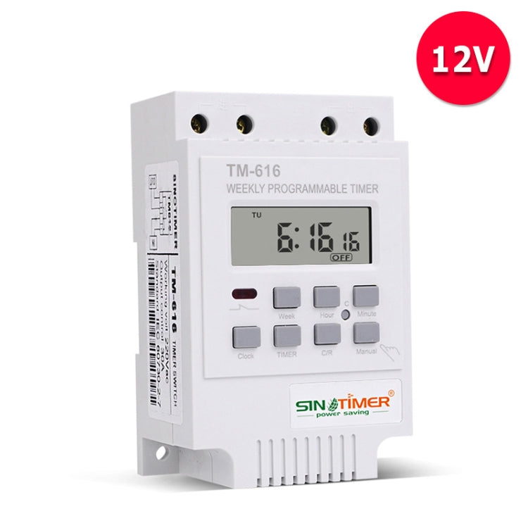 Relè di controllo dell'interruttore del timer digitale programmabile settimanale 30A, SINOTIMER TM616B-1 110V, SINOTIMER TM616B-2 220V, SINOTIMER TM616B-4 12V, SINOTIMER TM616W-2 220V, SINOTIMER TM616W-4 12V