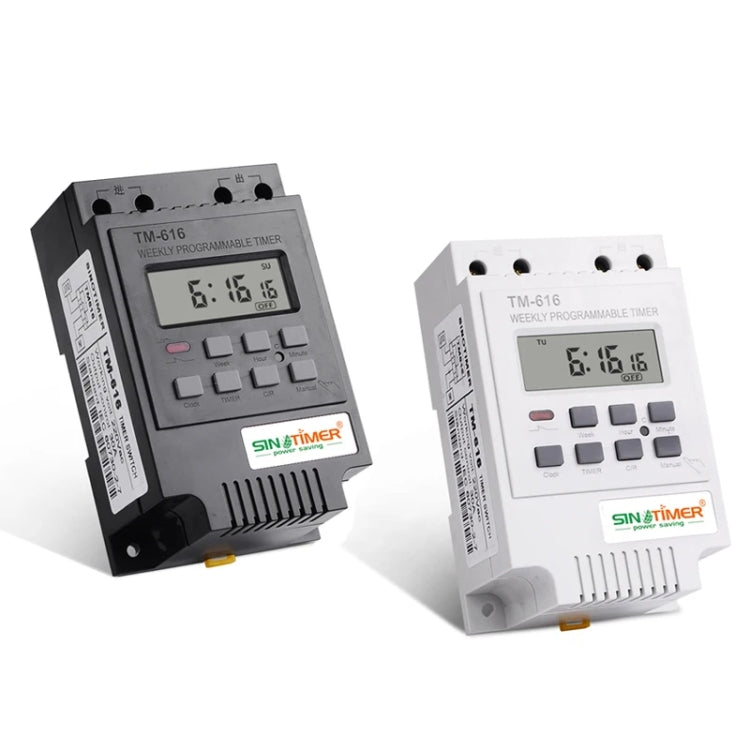 Relè di controllo dell'interruttore del timer digitale programmabile settimanale 30A, SINOTIMER TM616B-1 110V, SINOTIMER TM616B-2 220V, SINOTIMER TM616B-4 12V, SINOTIMER TM616W-2 220V, SINOTIMER TM616W-4 12V