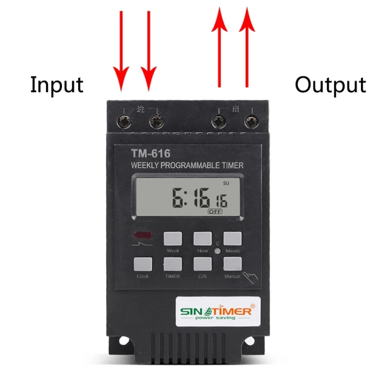Relè di controllo dell'interruttore del timer digitale programmabile settimanale 30A, SINOTIMER TM616B-1 110V, SINOTIMER TM616B-2 220V, SINOTIMER TM616B-4 12V, SINOTIMER TM616W-2 220V, SINOTIMER TM616W-4 12V