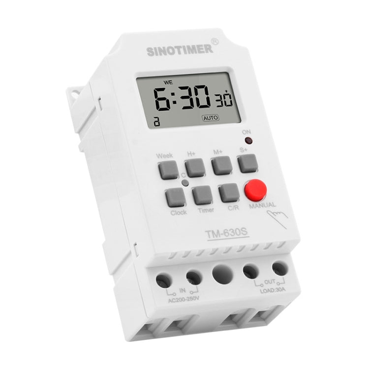 SINOTIMER TM630S-1 110V 30A Timer Interruttore 1 Secondo Intervallo Settimanale Relè Temporale Programmabile, 110V