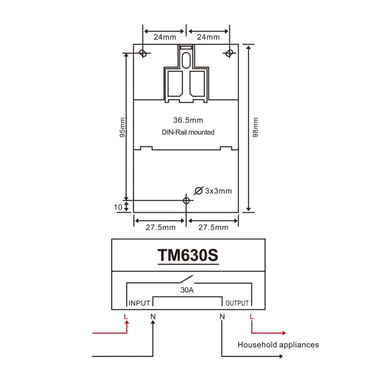 SINOTIMER TM630S-K 85-265V AC 30A Timer Interruttore 1 Secondo Intervallo Settimanale Relè Temporale Programmabile, 85-265V