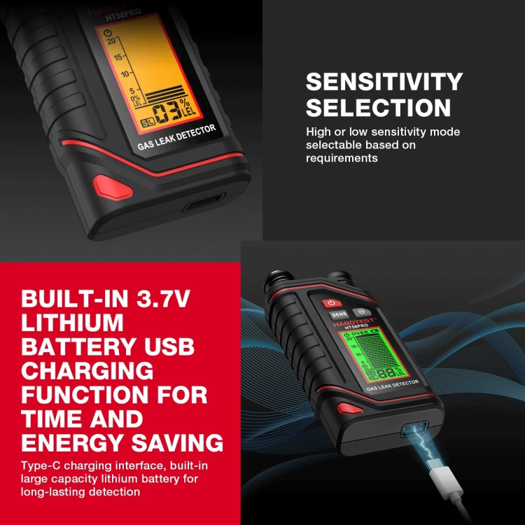 Rilevatore di gas portatile ricaricabile HABOTEST, HT629