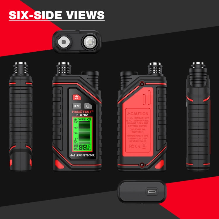 Rilevatore di gas portatile ricaricabile HABOTEST, HT629