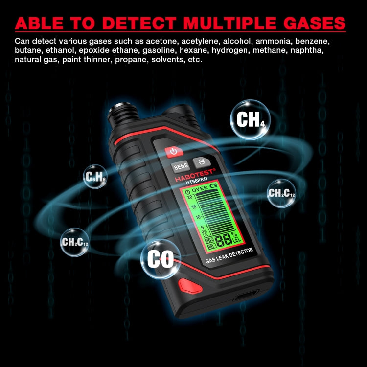 Rilevatore di gas portatile ricaricabile HABOTEST, HT629