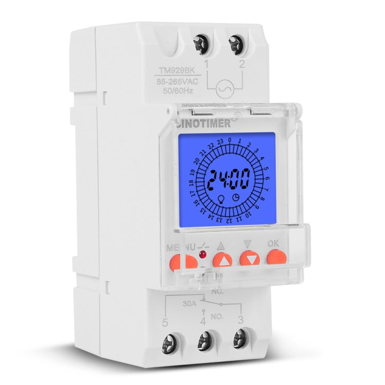 SINOTIMER TM929BKL 85-265V 30A 24 ore Digitale Analogico Din Modulo Interruttore Tempo con Retroilluminazione, 30A