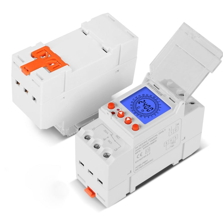 SINOTIMER TM929BKL 85-265V 30A 24 ore Digitale Analogico Din Modulo Interruttore Tempo con Retroilluminazione, 30A