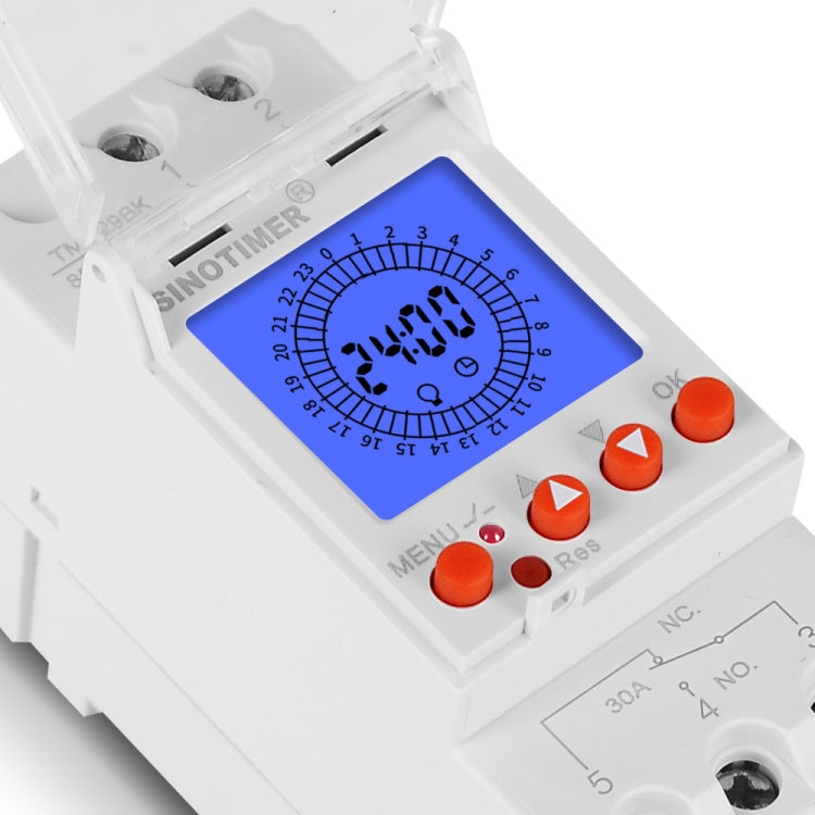 SINOTIMER TM929BKL 85-265V 30A 24 ore Digitale Analogico Din Modulo Interruttore Tempo con Retroilluminazione, 30A