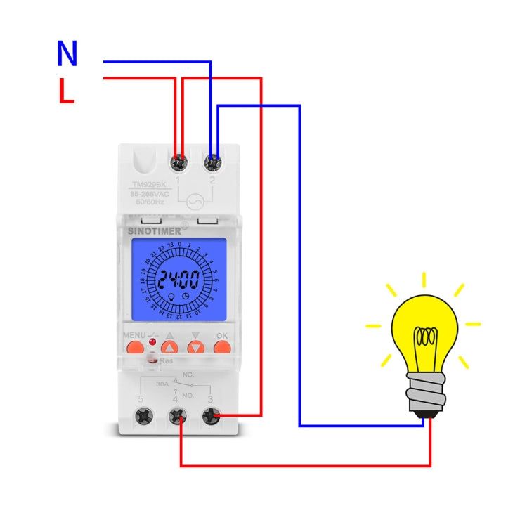 SINOTIMER TM929BKL 85-265V 30A 24 ore Digitale Analogico Din Modulo Interruttore Tempo con Retroilluminazione, 30A