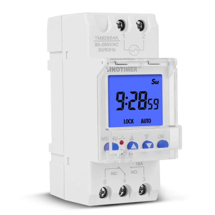 SINOTIMER TM928SAKL 85-265V 16A 1 secondo a 168 ore Interruttore orario elettronico programmabile, 16A
