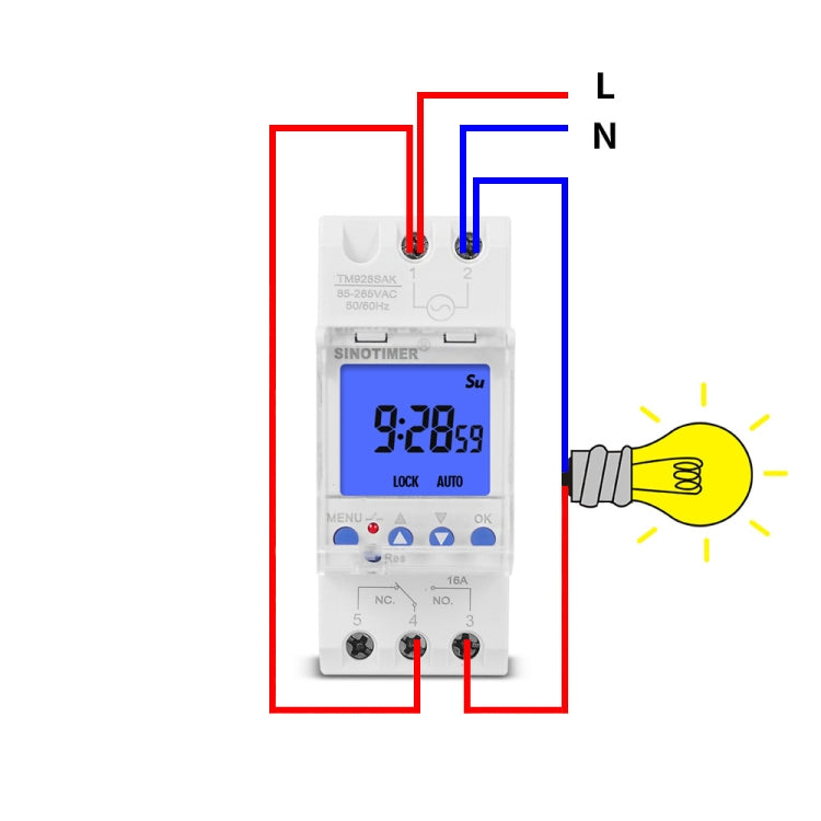SINOTIMER TM928SAKL 85-265V 16A 1 secondo a 168 ore Interruttore orario elettronico programmabile, 16A