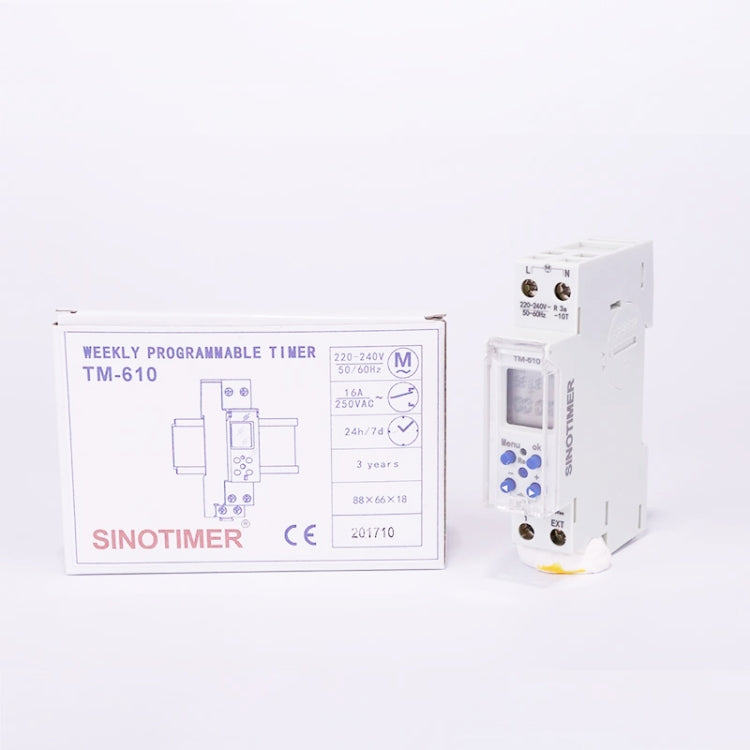 SINOTIMER TM610-2 220V 18mm Larghezza Interruttore Timer Digitale Programmabile Settimanale, TM610-2
