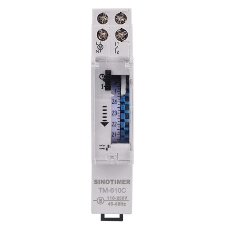 SINOTIMER TM610C 110-250V 16A Temporizzatore meccanico al quarzo 24 ore Relè su guida Din programmabile, TM610C