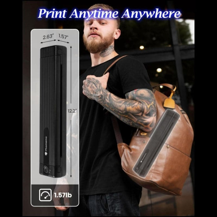 Stampante per stencil per tatuaggi wireless Phomemo TP83-BK con 10 fogli di carta transfer