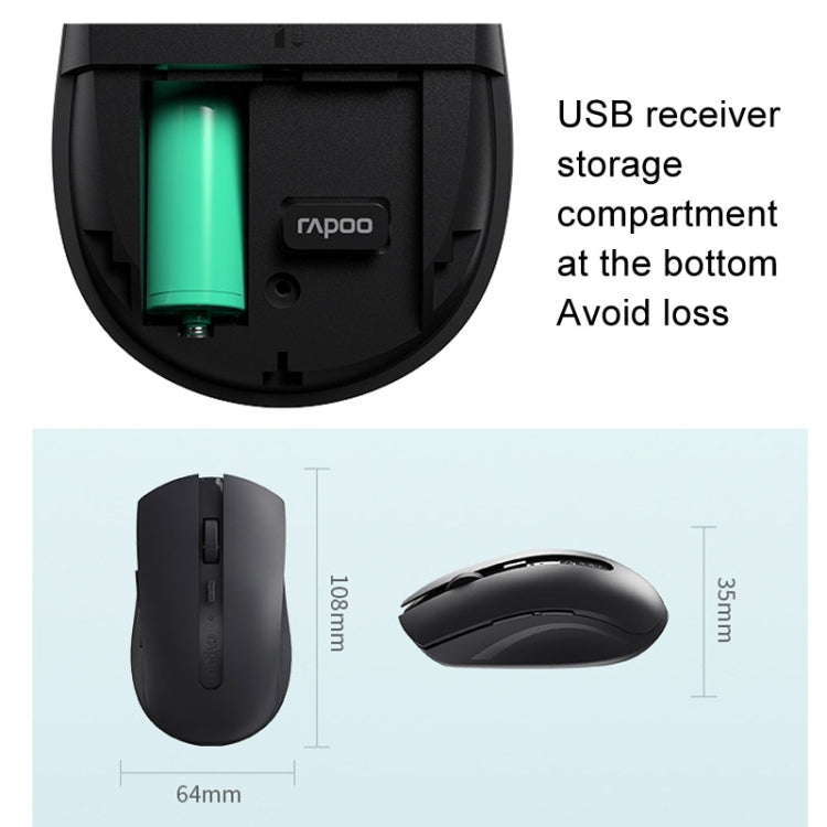 Mouse wireless Rapoo M350G Bluetooth/2.4G per ufficio, desktop, laptop, silenzioso
