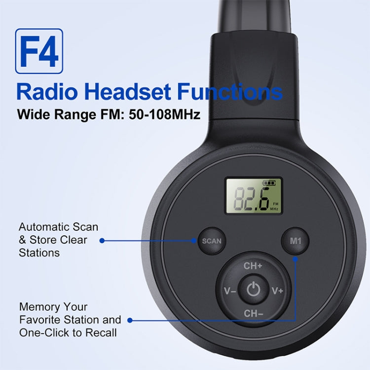 F4 Display digitale Scansione automatica Radio FM pieghevole Cuffia, Charging Version, Battery Version